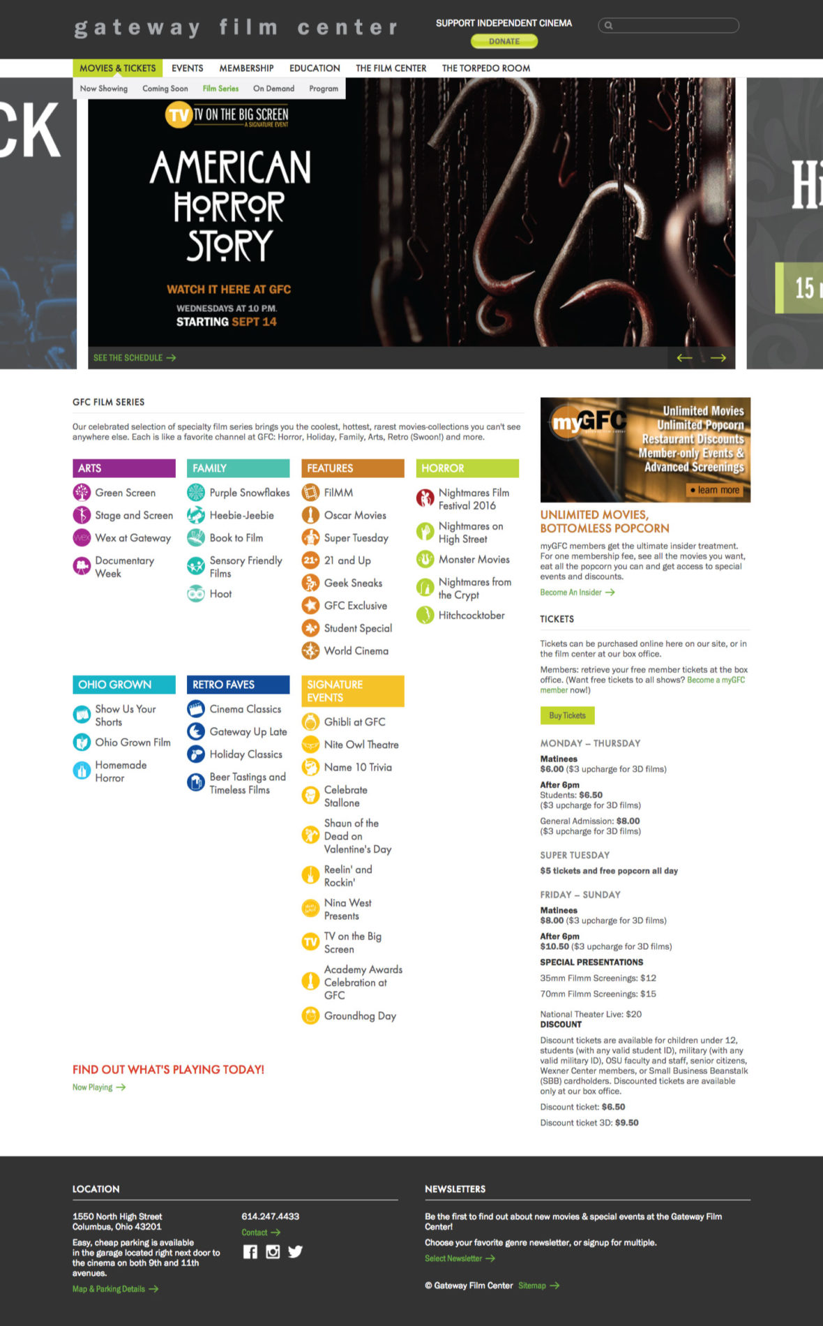 The Gateway Film Center Website