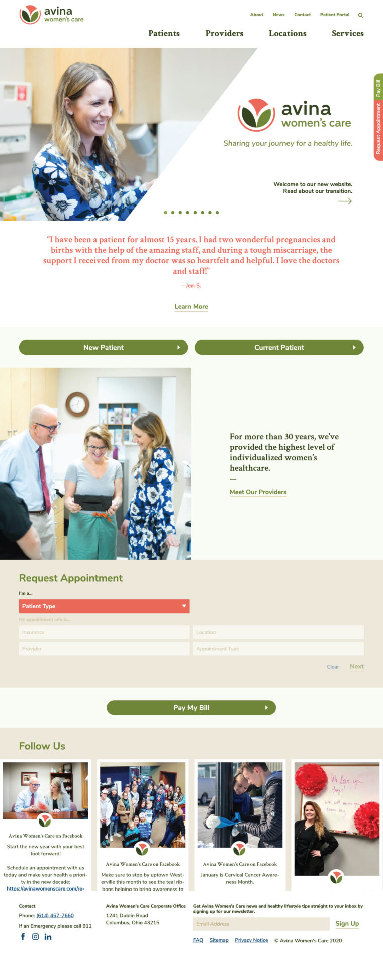 Avina Women's Care Website