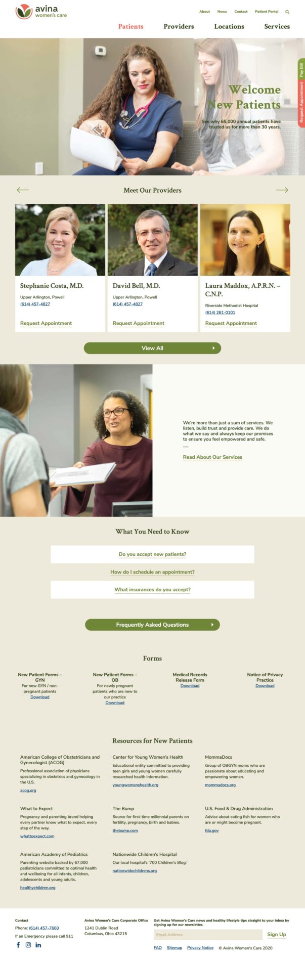 Avina Women's Care Website