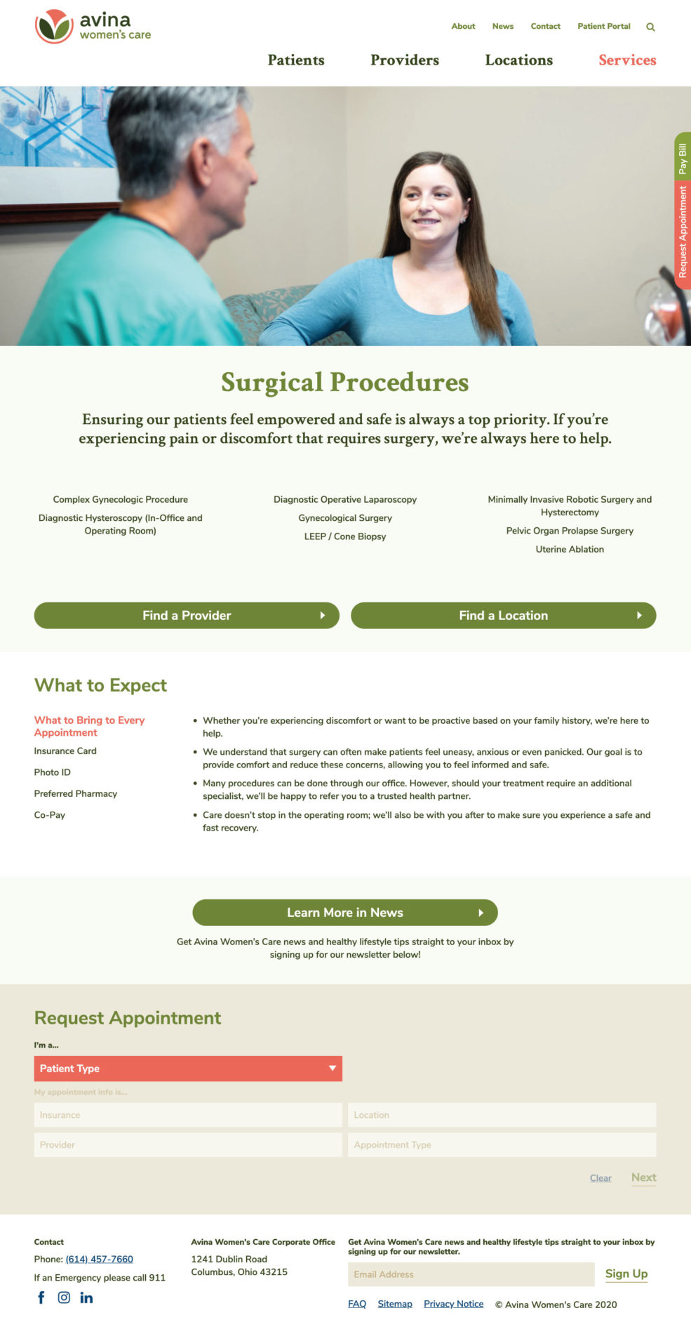 Avina Women's Care Website